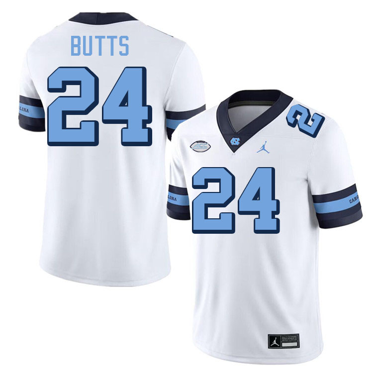 #24 Javion Butts North Carolina Tar Heels College Football Jersey Stitched-Retro White